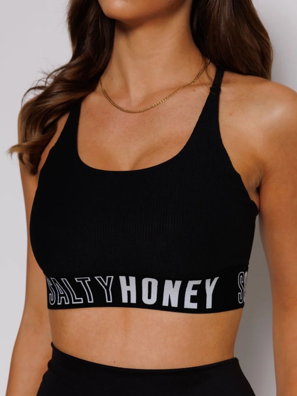 Salty Honey Black Banded Bra: Black
Ribbed